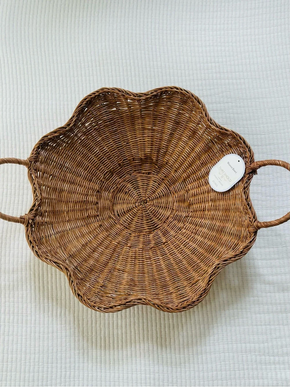 Threshold x Studio McGee Scallop Woven Shallow Bowl Basket Natural NWT